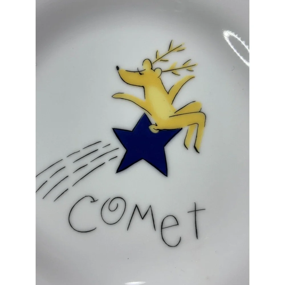 RETIRED Pottery Barn Reindeer Dessert Plates 8.5